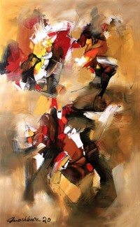 Mashkoor Raza, 48 x 30 Inch, Oil on Canvas, Abstract Painting, AC-MR-476